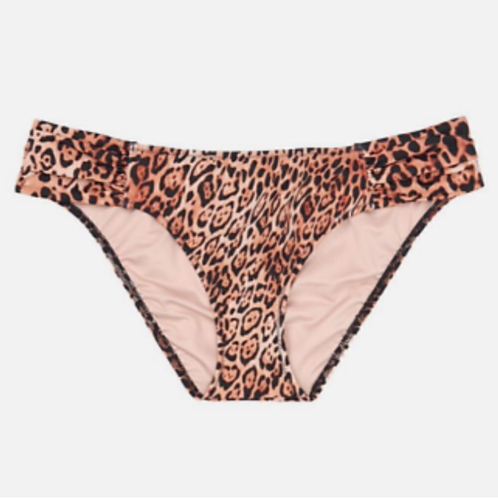 Victorias Secret Swim Knockout Bikini Bottoms Ruched Sides Leopard